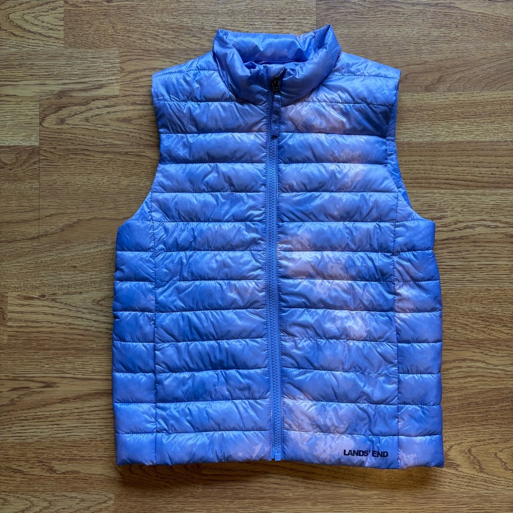 Lands' End girls lilac puffer vest insulated lightweight sz M (8) NEW